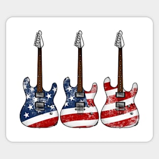 Electric Guitar USA Flag Patriotic Guitarist 4th July Sticker